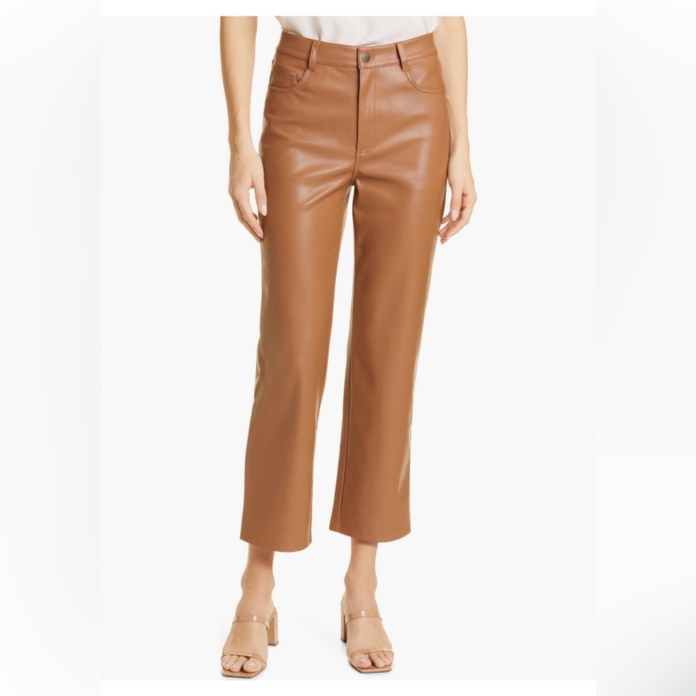 CAMI NYC Hanie Faux Leather Ankle Pants; dark teak